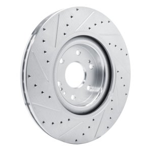 Cadillac Escalade Brake Rotor (1) - Front Right - R1 Concepts - Drilled & Slotted - Silver - `21-`25